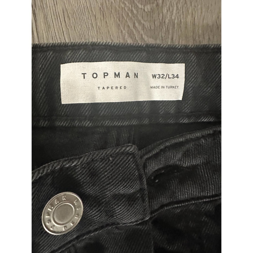 Topman Tapered front seam jeans in washed black - Picture 8 of 12